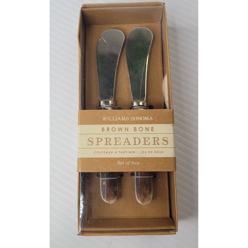 Williams Sonoma‎ Brown Bone & Stainless Spreaders Cheese Knife Set NEW Old Stock
